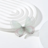 HKM-117139 Double Layer Mesh Laminate Floral Print Double Diamond Butterfly Jewelry Headdress