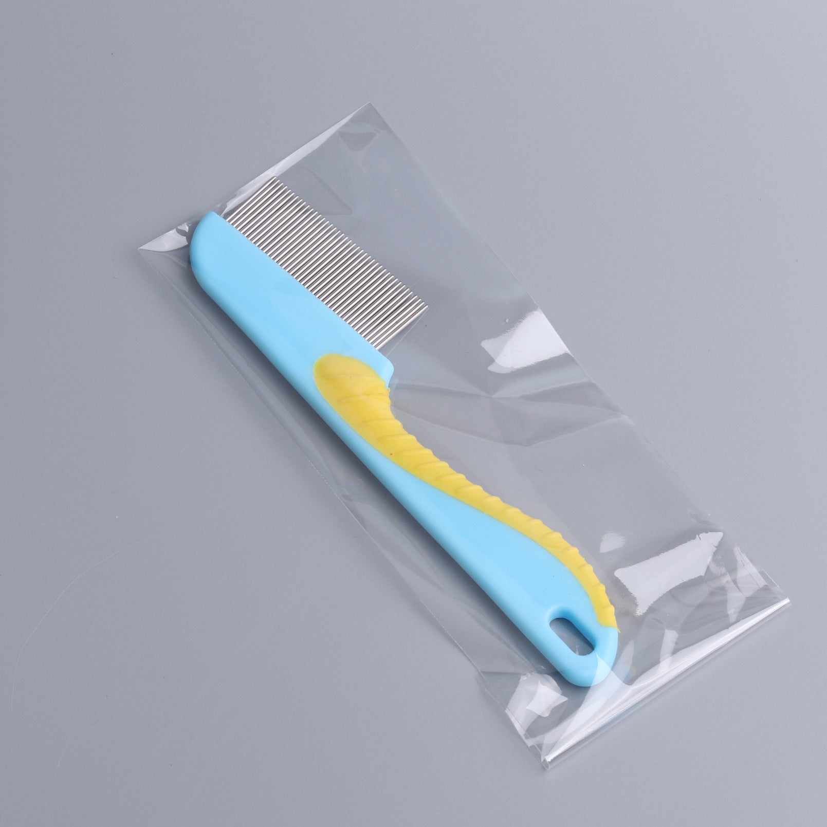 HKM-117139 Pet Grooming Flea Comb with Long Handle for Dogs and Cats - Stainless Steel and ABS TPR Material