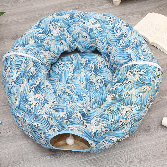 HKM-117203 Cat Tunnel Nest for Cozy Sleeping and Playtime - Foldable Cloth Design