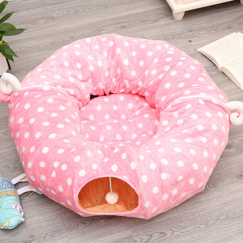 HKM-117203 Cat Tunnel Nest for Cozy Sleeping and Playtime - Foldable Cloth Design
