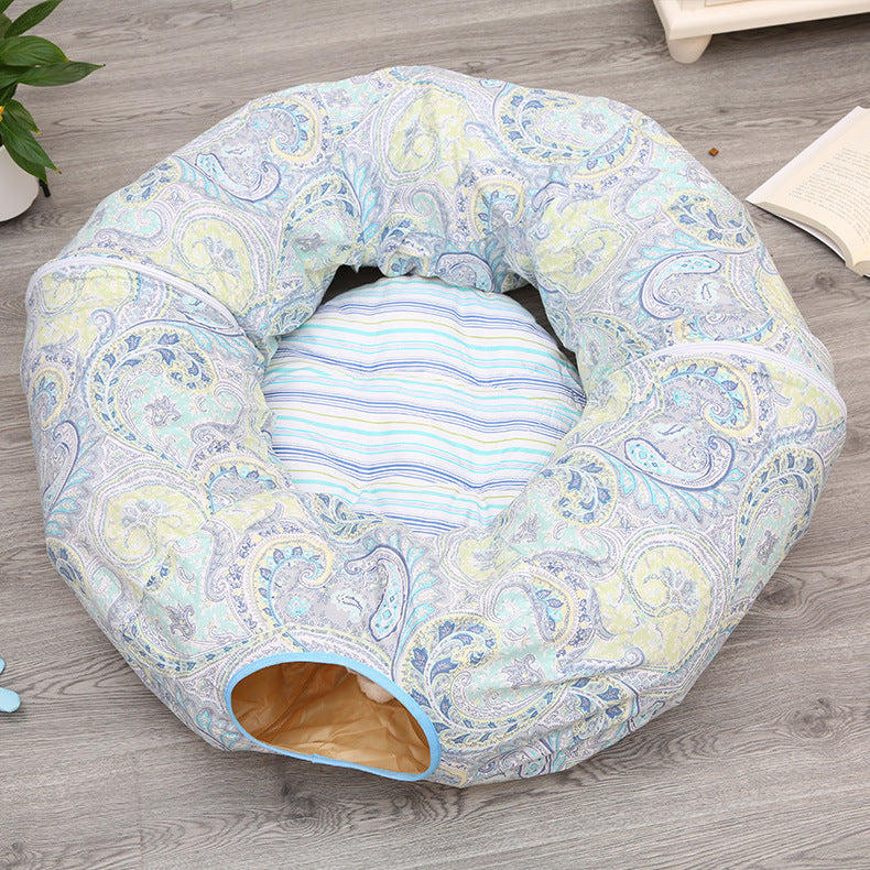 HKM-117203 Cat Tunnel Nest for Cozy Sleeping and Playtime - Foldable Cloth Design