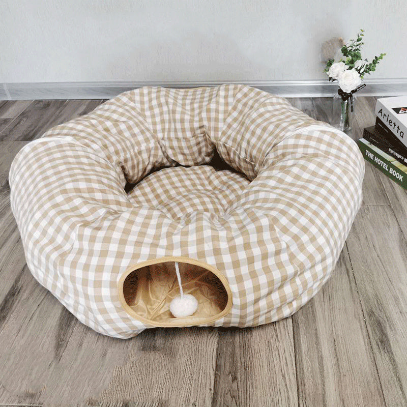 HKM-117203 Cat Tunnel Nest for Cozy Sleeping and Playtime - Foldable Cloth Design