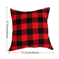 HKM-117587 Plaid Christmas Decorative Pillowcase - Red/Black or White/Black, Soft Cotton Blend, 18x18 Inch