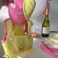HKM-117779 Colorful Denim Vest for Pets with Adjustable Straps and Leash Options