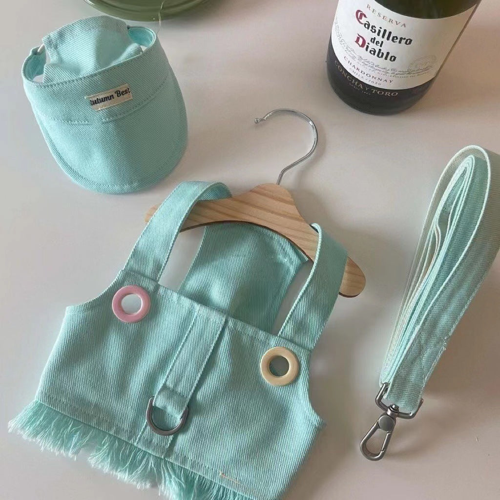 HKM-117779 Colorful Denim Vest for Pets with Adjustable Straps and Leash Options