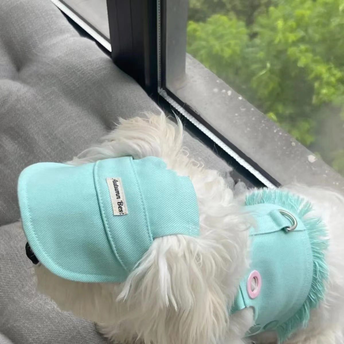 HKM-117779 Colorful Denim Vest for Pets with Adjustable Straps and Leash Options