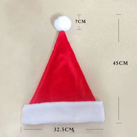 HKM-117971 Red Plush Christmas Hat with Long Fur Brim for Adults and Children