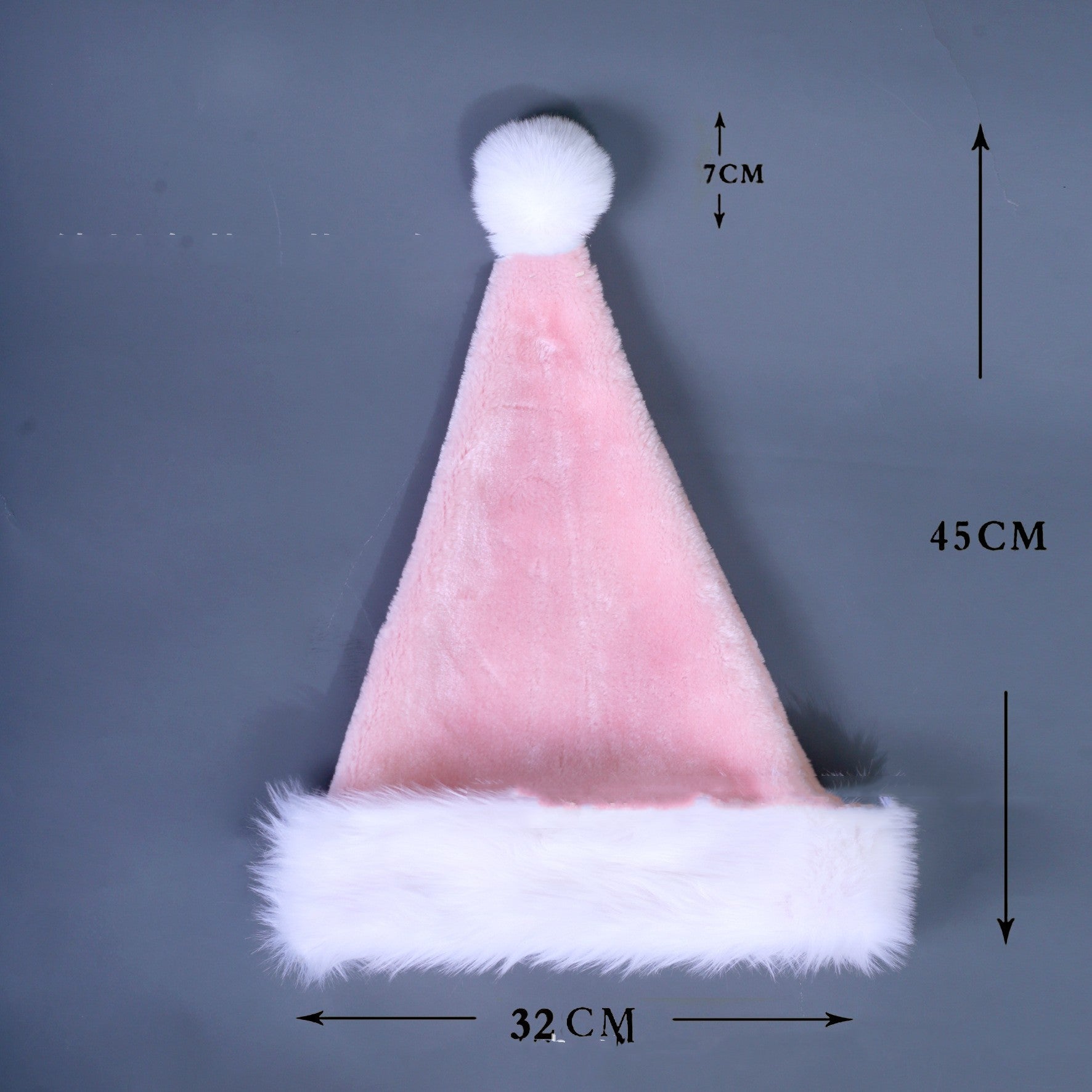 HKM-117971 Red Plush Christmas Hat with Long Fur Brim for Adults and Children