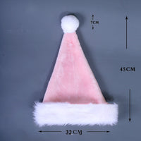 HKM-117971 Red Plush Christmas Hat with Long Fur Brim for Adults and Children