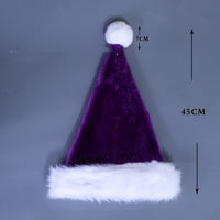 HKM-117971 Red Plush Christmas Hat with Long Fur Brim for Adults and Children