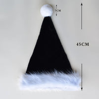 HKM-117971 Red Plush Christmas Hat with Long Fur Brim for Adults and Children