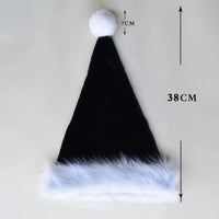HKM-117971 Red Plush Christmas Hat with Long Fur Brim for Adults and Children