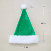 HKM-117971 Red Plush Christmas Hat with Long Fur Brim for Adults and Children