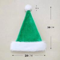 HKM-117971 Red Plush Christmas Hat with Long Fur Brim for Adults and Children