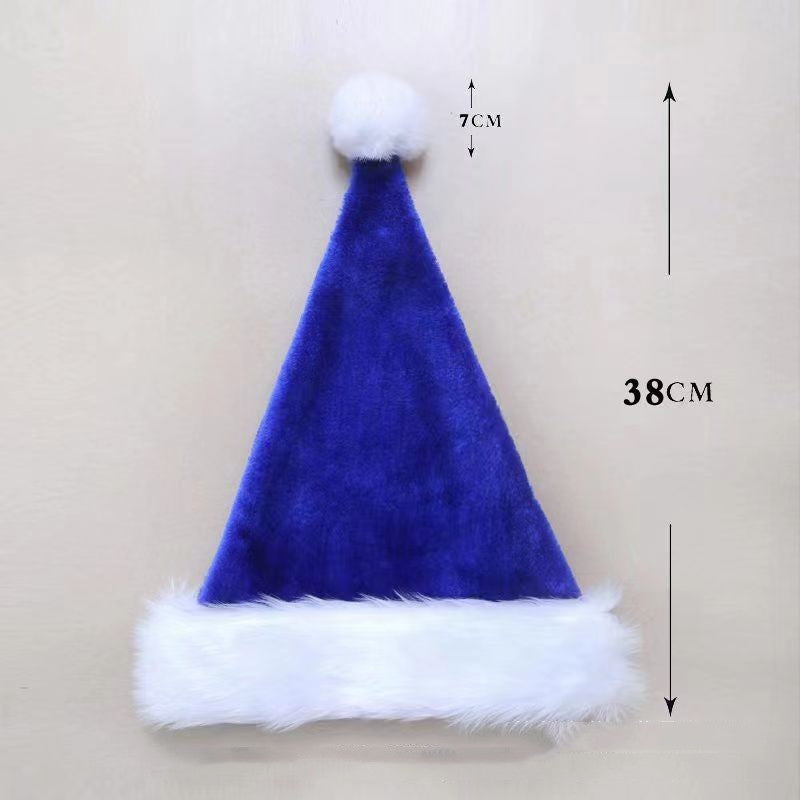 HKM-117971 Red Plush Christmas Hat with Long Fur Brim for Adults and Children