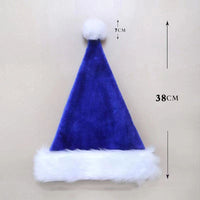 HKM-117971 Red Plush Christmas Hat with Long Fur Brim for Adults and Children