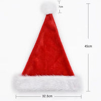 HKM-117971 Red Plush Christmas Hat with Long Fur Brim for Adults and Children
