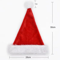 HKM-117971 Red Plush Christmas Hat with Long Fur Brim for Adults and Children