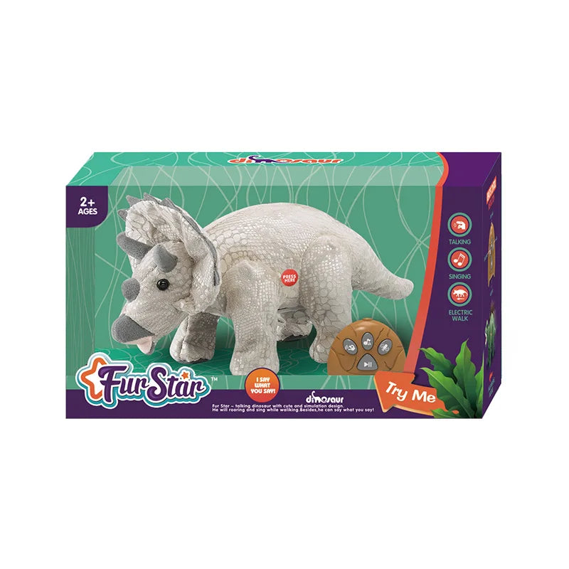 Walking Plush Infrared Control Triceratops Dinosaur Toy for Kids Ages 2 to 13, Soft Stuffed Animal