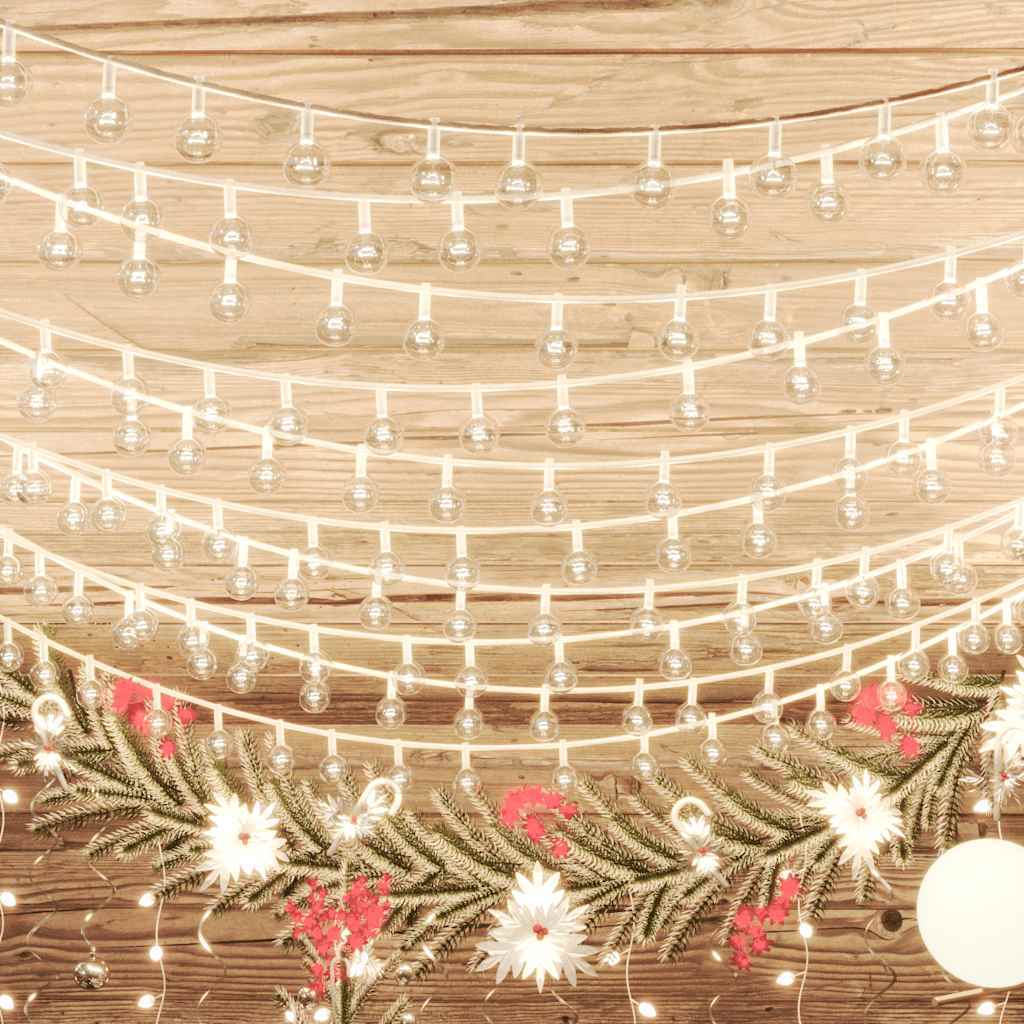 KTX-118163 Warm White String Lights with 200 LEDs, 20m Length, 8 Lighting Effects