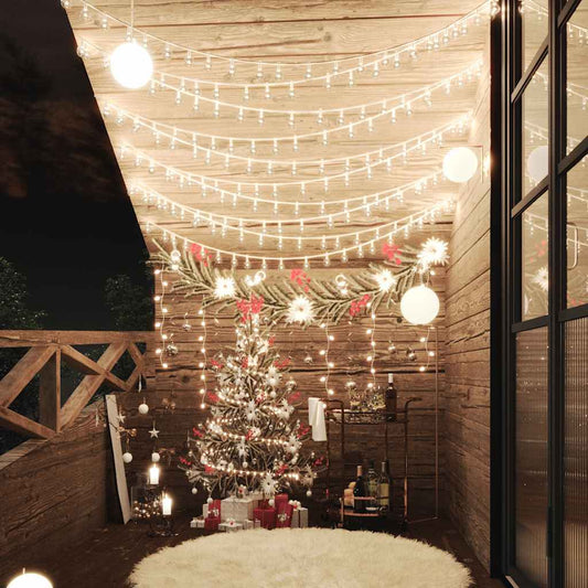 KTX-118163 Warm White String Lights with 200 LEDs, 20m Length, 8 Lighting Effects