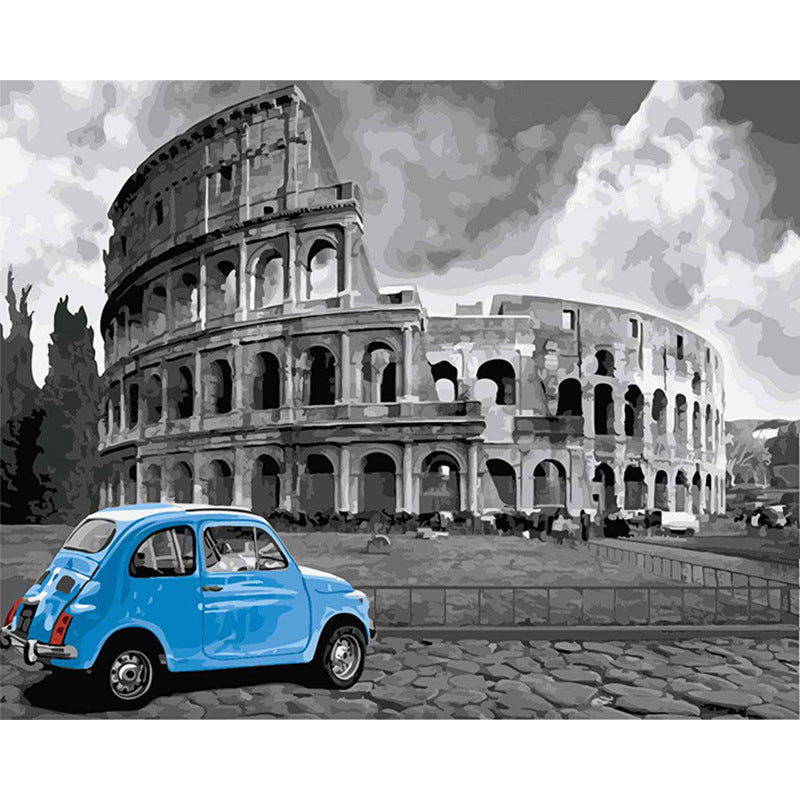 HKM-118291 Hand-Painted Frameless Roman Landscape Wall Art, Wine Theme, 40x50cm