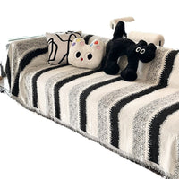 HKM-118419 Durable Non-Slip Chenille Sofa Slipcover in Striped Design, Multiple Sizes Available