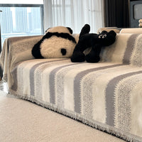 HKM-118419 Durable Non-Slip Chenille Sofa Slipcover in Striped Design, Multiple Sizes Available