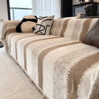 HKM-118419 Durable Non-Slip Chenille Sofa Slipcover in Striped Design, Multiple Sizes Available