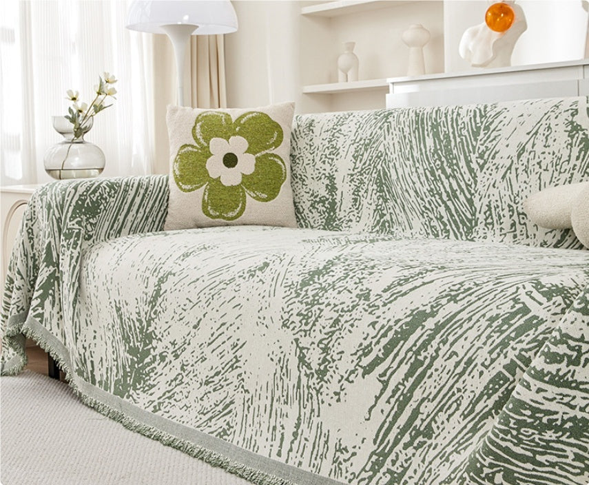 HKM-118419 Durable Non-Slip Chenille Sofa Slipcover in Striped Design, Multiple Sizes Available