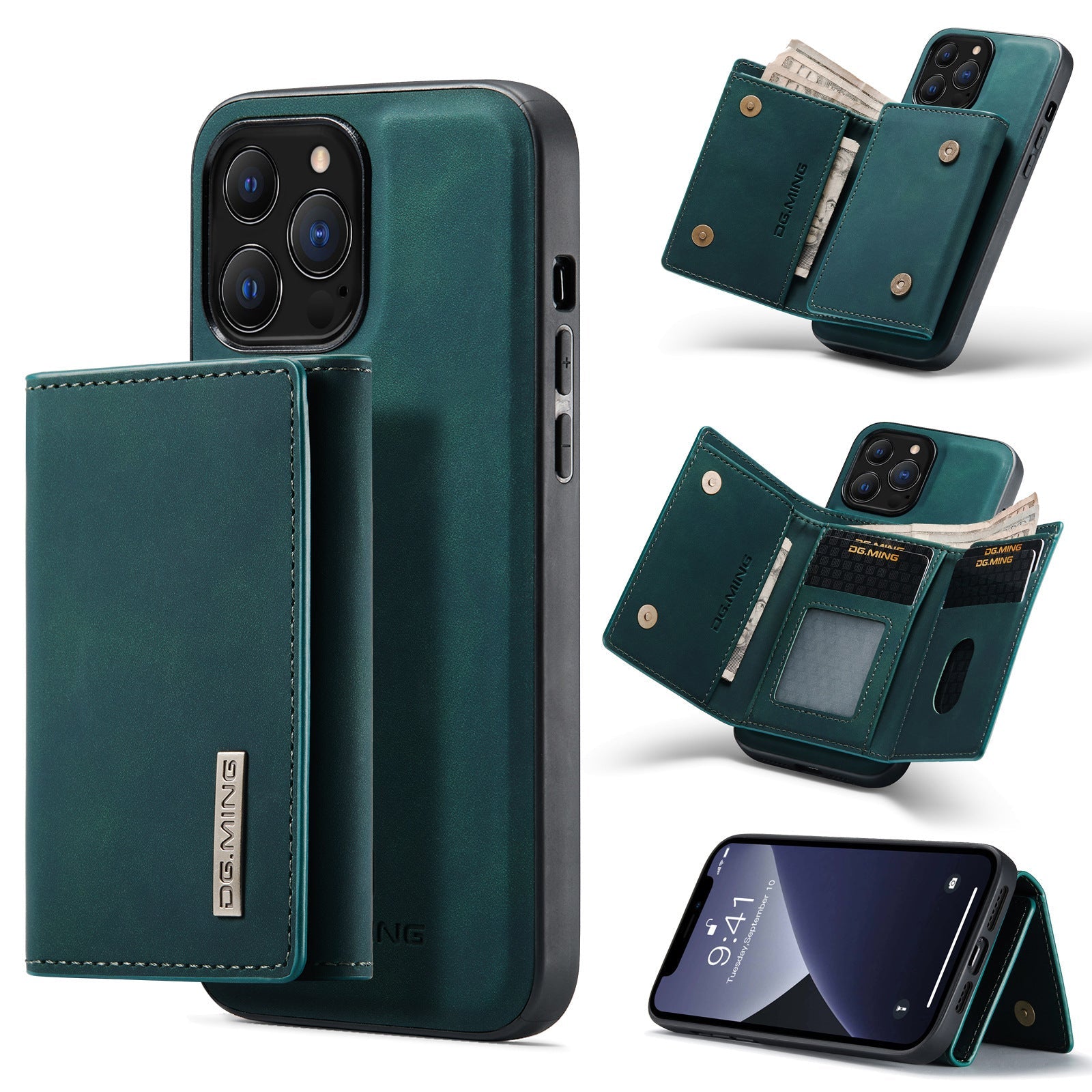 HKM-118611 2-in-1 Magnetic Phone Case and Wallet for iPhone Models - PU Leather, Multiple Color Options