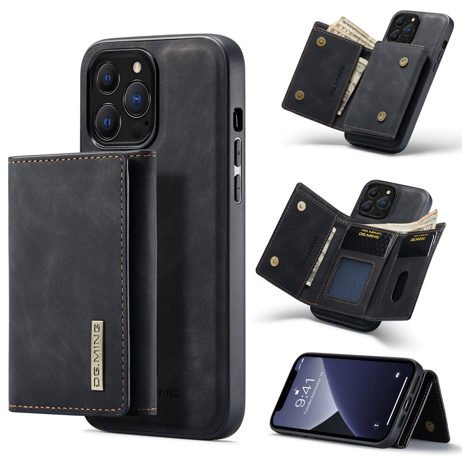 HKM-118611 2-in-1 Magnetic Phone Case and Wallet for iPhone Models - PU Leather, Multiple Color Options