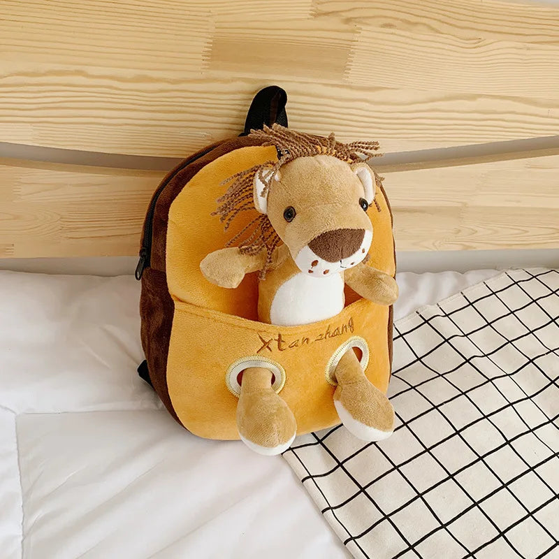 KTX-118611 Cute Cartoon Animal Plush Backpack for Kids - Versatile 2 in 1 Soft Stuffed Toy and Preschool Bag