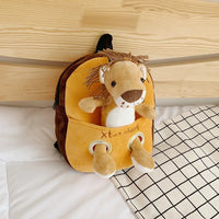 HKM-118611 Cute Cartoon Animal Plush Backpack for Kids - Versatile 2 in 1 Soft Stuffed Toy and Preschool Bag
