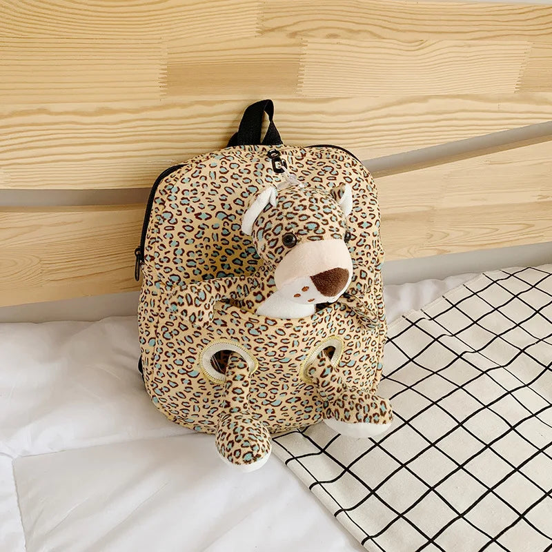 KTX-118611 Cute Cartoon Animal Plush Backpack for Kids - Versatile 2 in 1 Soft Stuffed Toy and Preschool Bag