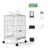 HKM-118611 Large Metal Bird Cage with Feeder, Grass Nest & Breeding Box, 45.6x45.6x86 cm, Black or White