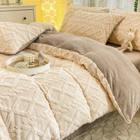 HKM-118675 Soft Thermal Milk Fiber Solid Color Bedding Set - Duvet Cover and Sheet Options