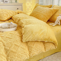 HKM-118675 Soft Thermal Milk Fiber Solid Color Bedding Set - Duvet Cover and Sheet Options