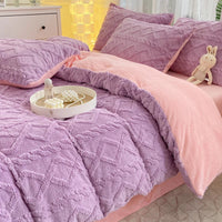 HKM-118675 Soft Thermal Milk Fiber Solid Color Bedding Set - Duvet Cover and Sheet Options