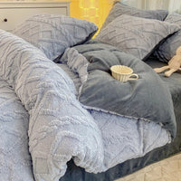 HKM-118675 Soft Thermal Milk Fiber Solid Color Bedding Set - Duvet Cover and Sheet Options