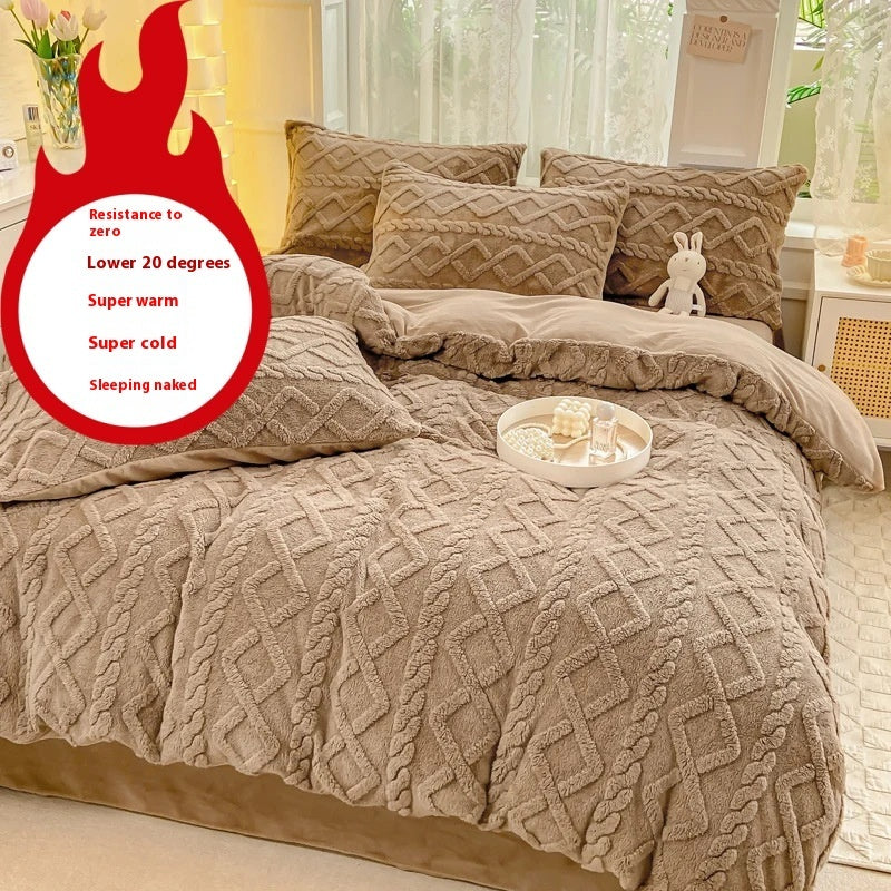 HKM-118675 Soft Thermal Milk Fiber Solid Color Bedding Set - Duvet Cover and Sheet Options