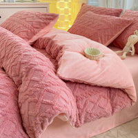 HKM-118675 Soft Thermal Milk Fiber Solid Color Bedding Set - Duvet Cover and Sheet Options