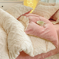 HKM-118675 Soft Thermal Milk Fiber Solid Color Bedding Set - Duvet Cover and Sheet Options