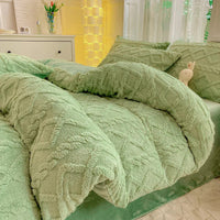 HKM-118675 Soft Thermal Milk Fiber Solid Color Bedding Set - Duvet Cover and Sheet Options