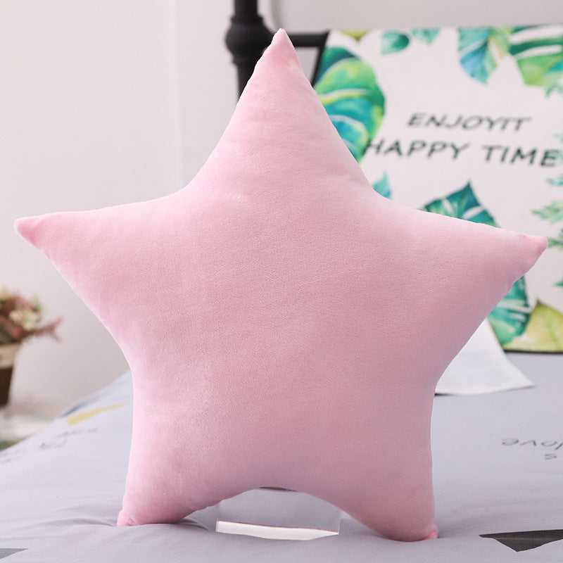 HKM-118803 Five-Pointed Star Plush Lumbar Pillow - Soft PP Cotton Cushion for Car, 45x45cm, Multiple Colors Available