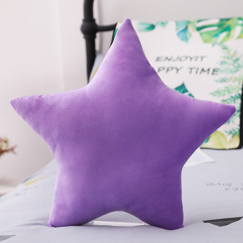 HKM-118803 Five-Pointed Star Plush Lumbar Pillow - Soft PP Cotton Cushion for Car, 45x45cm, Multiple Colors Available