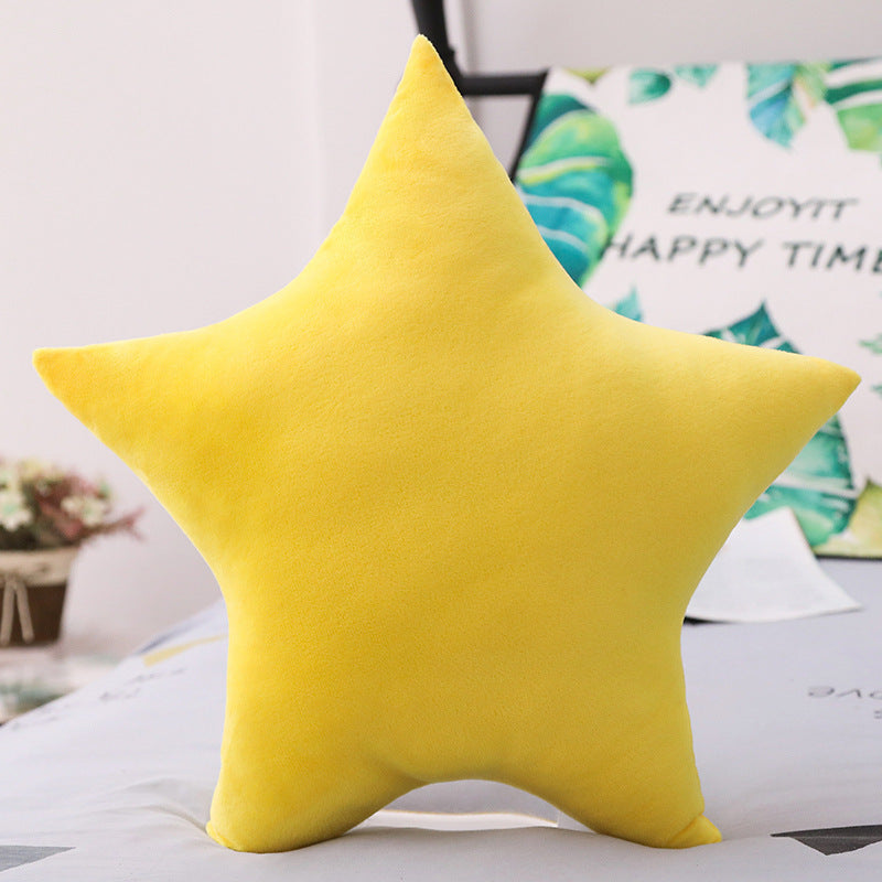 HKM-118803 Five-Pointed Star Plush Lumbar Pillow - Soft PP Cotton Cushion for Car, 45x45cm, Multiple Colors Available