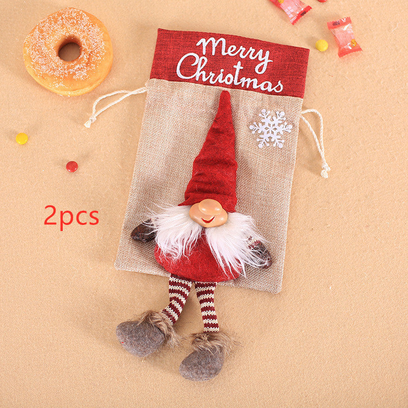 HKM-118803 Forester Linen Gift Bag with Red or Grey Hat – 16.5 x 27 CM