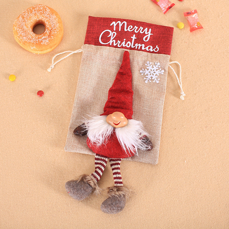 HKM-118803 Forester Linen Gift Bag with Red or Grey Hat – 16.5 x 27 CM