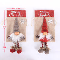HKM-118803 Forester Linen Gift Bag with Red or Grey Hat – 16.5 x 27 CM